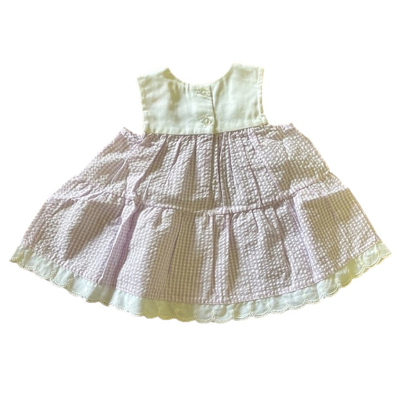 NEW Vintage Seersucker Toddler Purple White Floral Plaid Cottagecore Dress - Picture 4 of 6